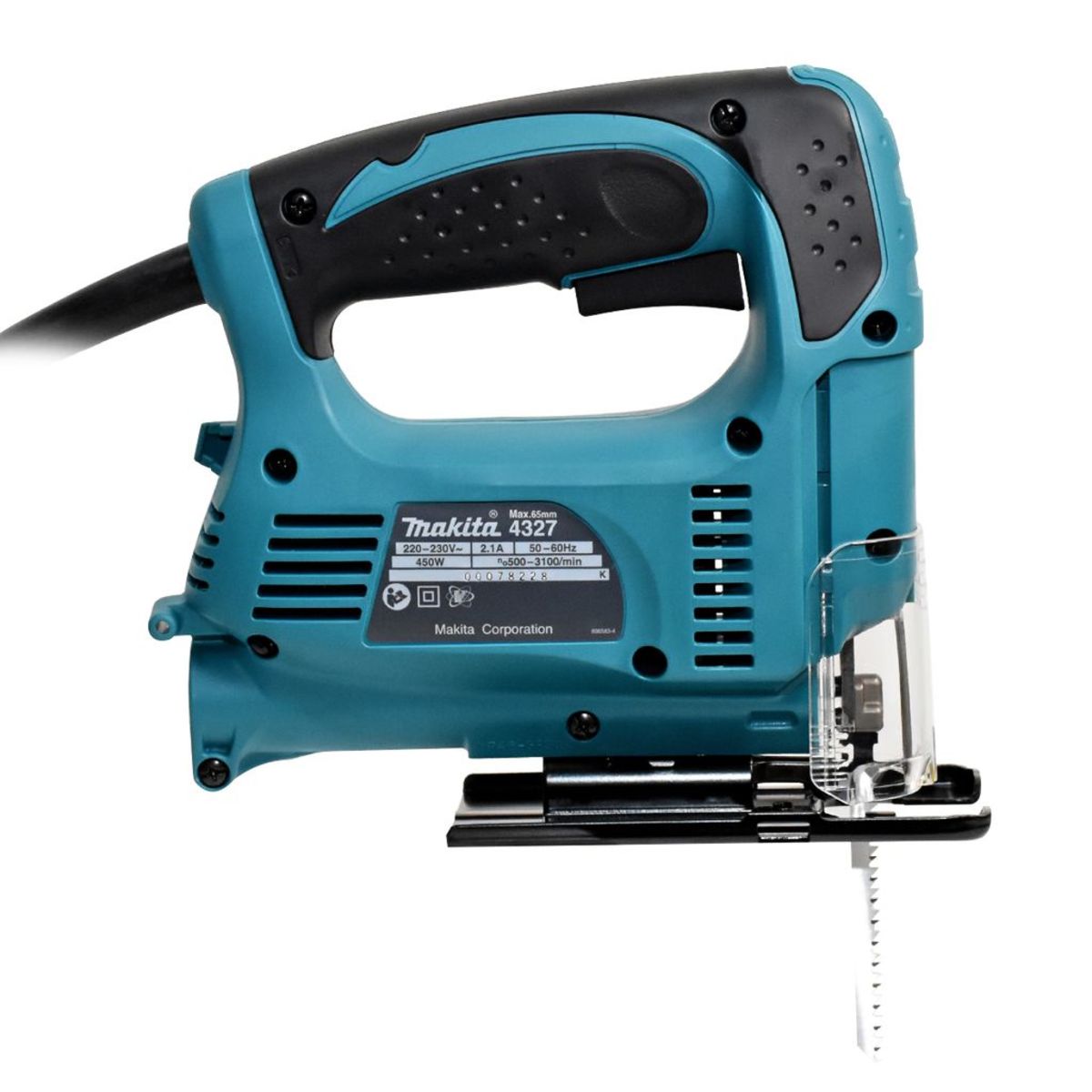 MAKITA เลื่อยจิ๊กซอว์ปรับรอบ B-TYPE กำลังไฟ 450 วัตต์ รุ่น 4327 ความยาวช่วงชัก 18 มม. (11/16 นิ้ว) ความเร็วช่วงชัก 500 - 3,100 จังหวะ/นาที ม