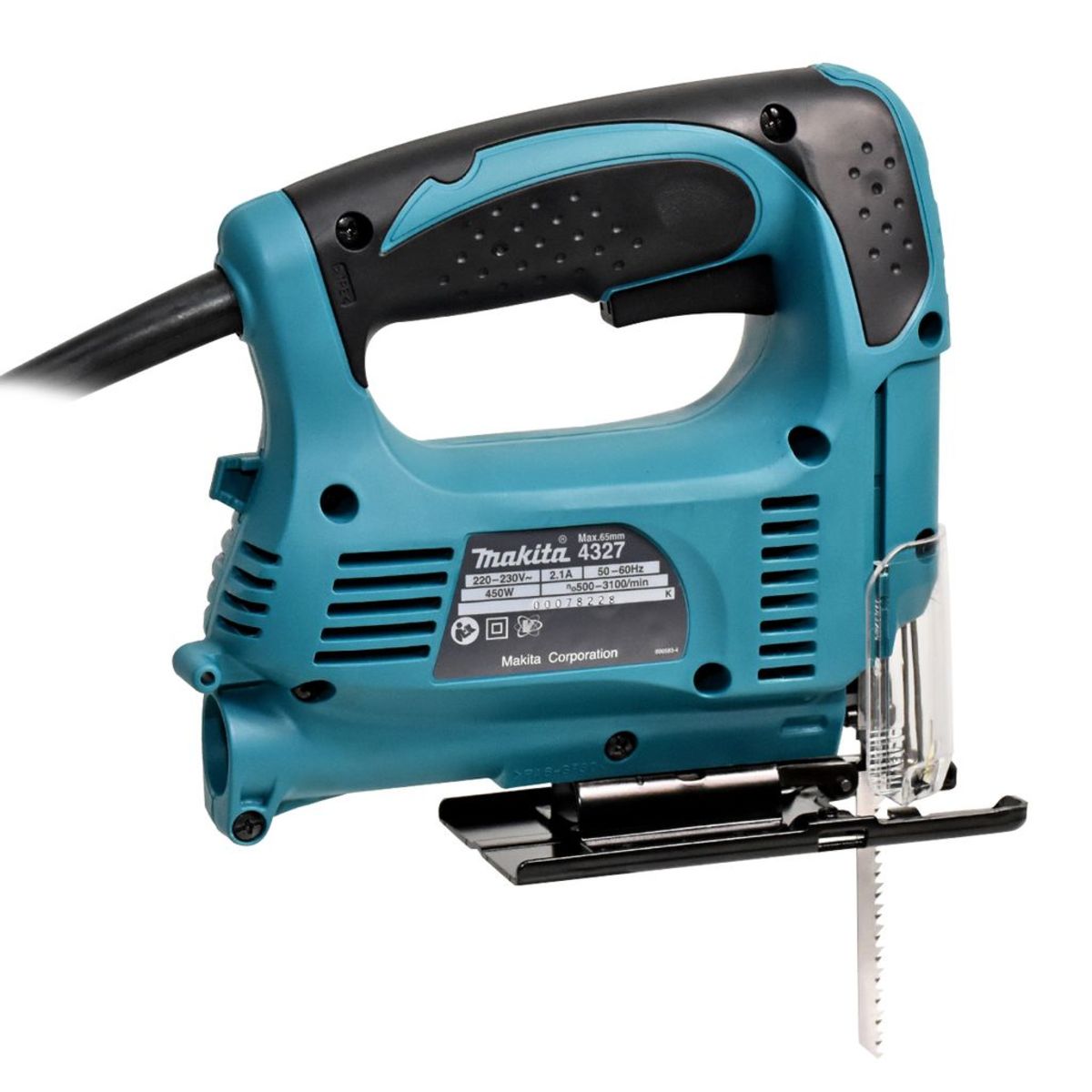 MAKITA เลื่อยจิ๊กซอว์ปรับรอบ B-TYPE กำลังไฟ 450 วัตต์ รุ่น 4327 ความยาวช่วงชัก 18 มม. (11/16 นิ้ว) ความเร็วช่วงชัก 500 - 3,100 จังหวะ/นาที ม