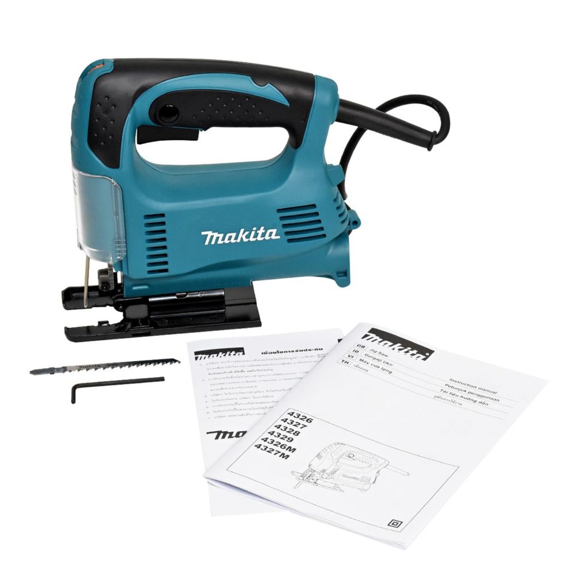MAKITA เลื่อยจิ๊กซอว์ปรับรอบ B-TYPE กำลังไฟ 450 วัตต์ รุ่น 4327 ความยาวช่วงชัก 18 มม. (11/16 นิ้ว) ความเร็วช่วงชัก 500 - 3,100 จังหวะ/นาที ม