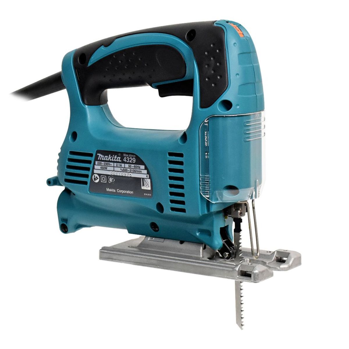 MAKITA เลื่อยจิ๊กซอว์ปรับรอบแบบเตะ B-TYPE กำลังไฟ 450 วัตต์ รุ่น 4329 ความยาวช่วงชัก 18 มม. (11/16 นิ้ว) ความเร็วช่วงชัก 500 - 3,100 จังหวะ/
