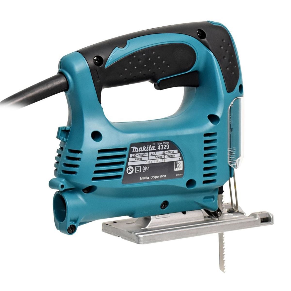 MAKITA เลื่อยจิ๊กซอว์ปรับรอบแบบเตะ B-TYPE กำลังไฟ 450 วัตต์ รุ่น 4329 ความยาวช่วงชัก 18 มม. (11/16 นิ้ว) ความเร็วช่วงชัก 500 - 3,100 จังหวะ/