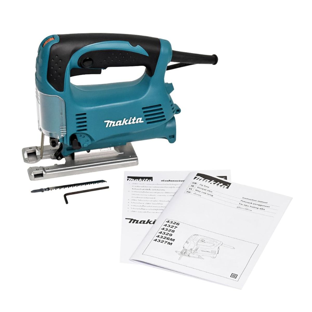 MAKITA เลื่อยจิ๊กซอว์ปรับรอบแบบเตะ B-TYPE กำลังไฟ 450 วัตต์ รุ่น 4329 ความยาวช่วงชัก 18 มม. (11/16 นิ้ว) ความเร็วช่วงชัก 500 - 3,100 จังหวะ/