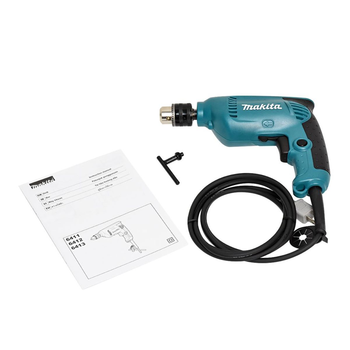 MAKITA สว่านไฟฟ้า ขนาด 3/8 นิ้ว กำลังไฟ 450 วัตต์ รุ่น 6412 ความเร็วรอบตัวเปล่าสูงสุด 0-3,400 รอบ/นาที มีฉนวนสองชั้น ปรับซ้ายขวาได้ หัวสว่าน