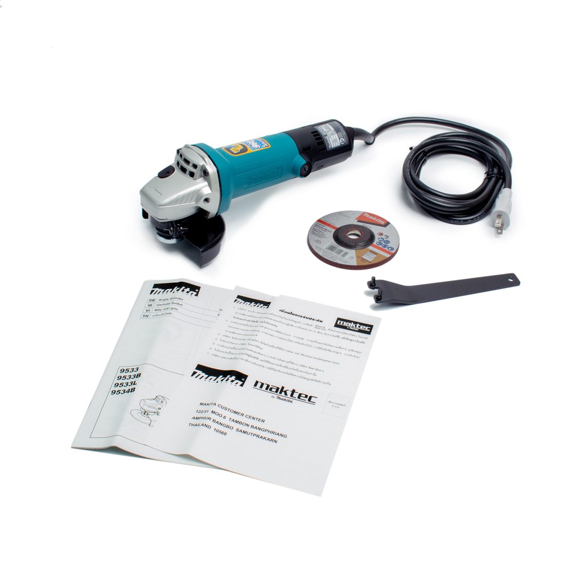 เครื่องเจียร์ไฟฟ้า MAKITA ขนาด 4 นิ้ว กำลังไฟ 720 วัตต์ รุ่น 9533B ความเร็วรอบตัวเปล่า 12,000 รอบ/นาที รอบเร็ว มีฉนวนสองชั้น (มากีต้า)
