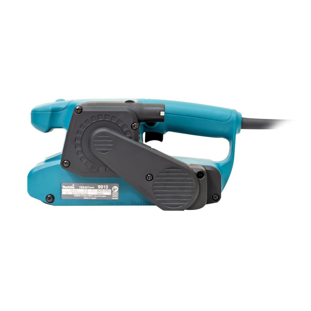 MAKITA เครื่องขัดกระดาษทรายสายพาน ขนาด 3X18 นิ้ว กำลังไฟ 650 วัตต์ รุ่น 9910 มีถุงเก็บฝุ่น ฉนวนสองชั้น มีระบบกำจัดฝุ่น (มากีต้า)