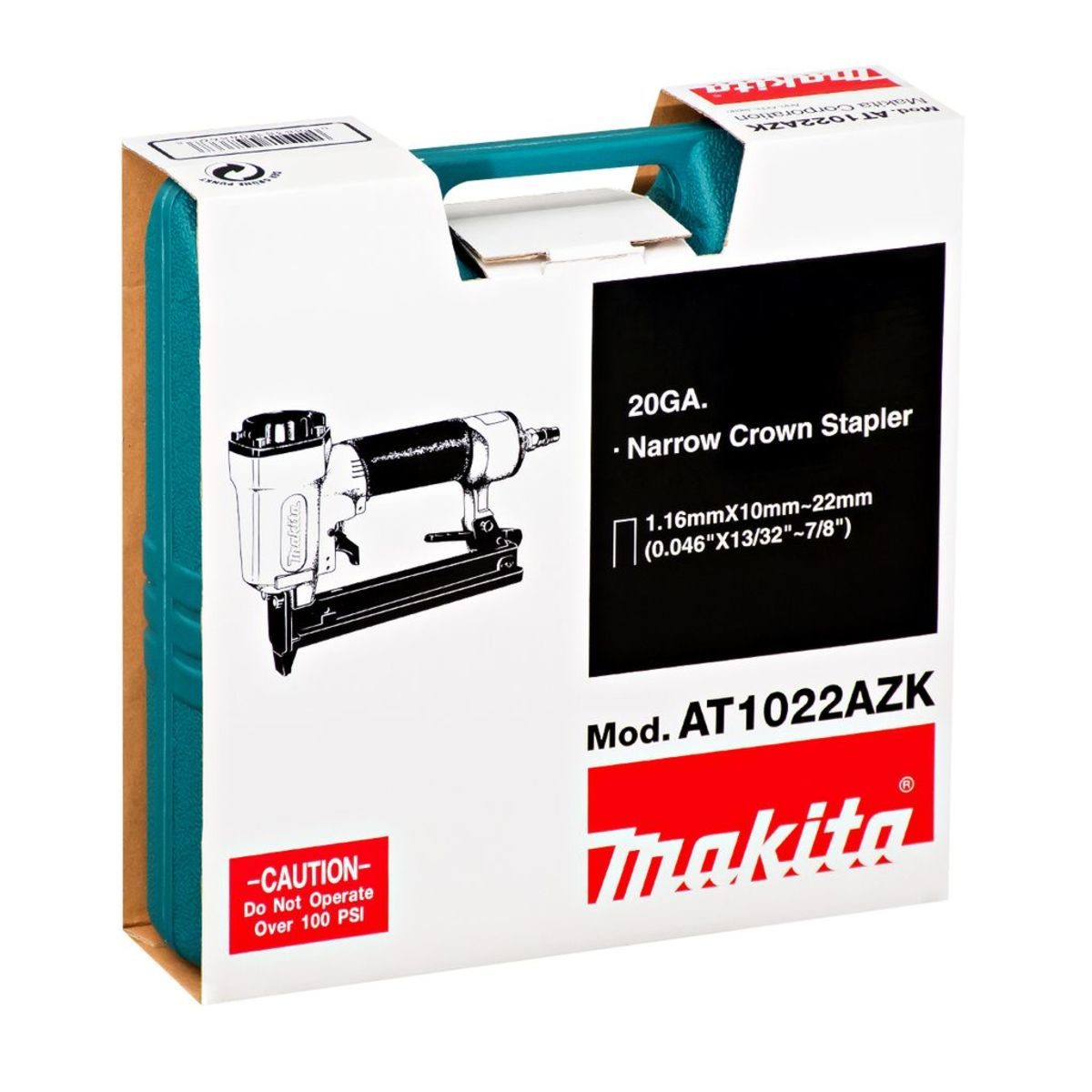 MAKITA เครื่องยิงตะปูลม รุ่น AT-1022AZK ขนาดตะปู 10-22 มม. แรงดันลม 60-100 PSIG ความจุตะปู 100 ชิ้น (มากีต้า)