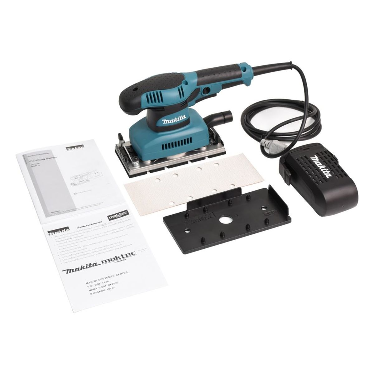 MAKITA เครื่องขัดกระดาษทรายสั่น 93 X 228 มม. (3-5/8 X 9 นิ้ว) กำลังไฟ 190 วัตต์ รุ่น BO-3710 ความเร็วการขัด 11,000 OPM ฉนวนสองชั้น มีสวิตช์ป