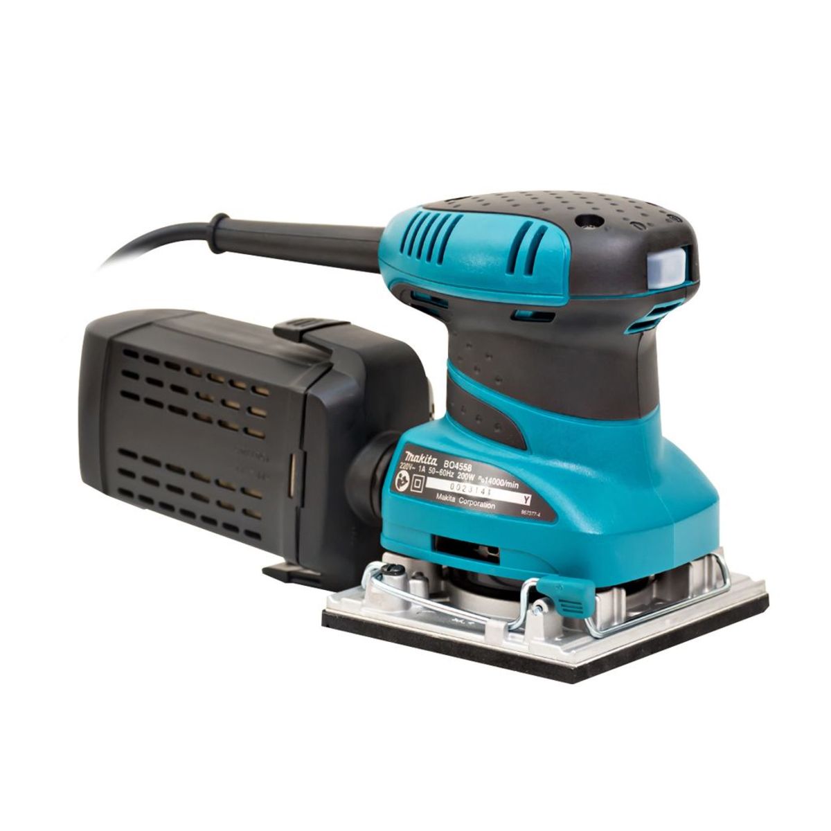 MAKITA เครื่องขัดกระดาษทรายสั่น ขนาด 114 X 140 มม. (4-1/2 X 5-1/2 นิ้ว) กำลังไฟ 200 วัตต์ รุ่น BO-4558 ความเร็วการขัด14,000 OPM มีฉนวนสองชั้