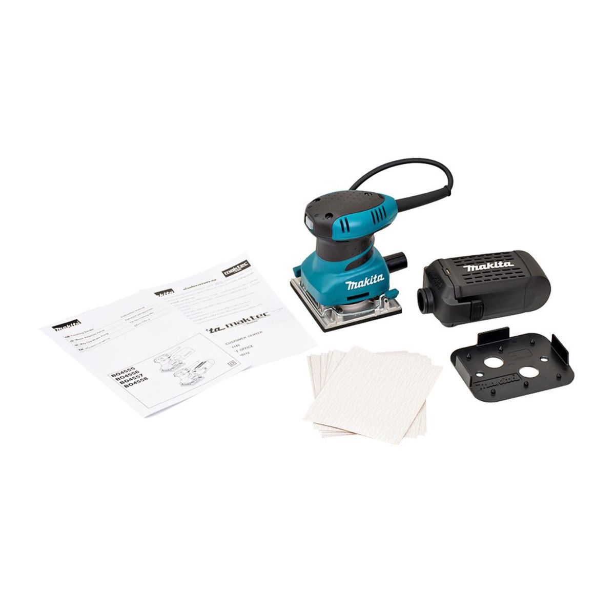 MAKITA เครื่องขัดกระดาษทรายสั่น ขนาด 114 X 140 มม. (4-1/2 X 5-1/2 นิ้ว) กำลังไฟ 200 วัตต์ รุ่น BO-4558 ความเร็วการขัด14,000 OPM มีฉนวนสองชั้