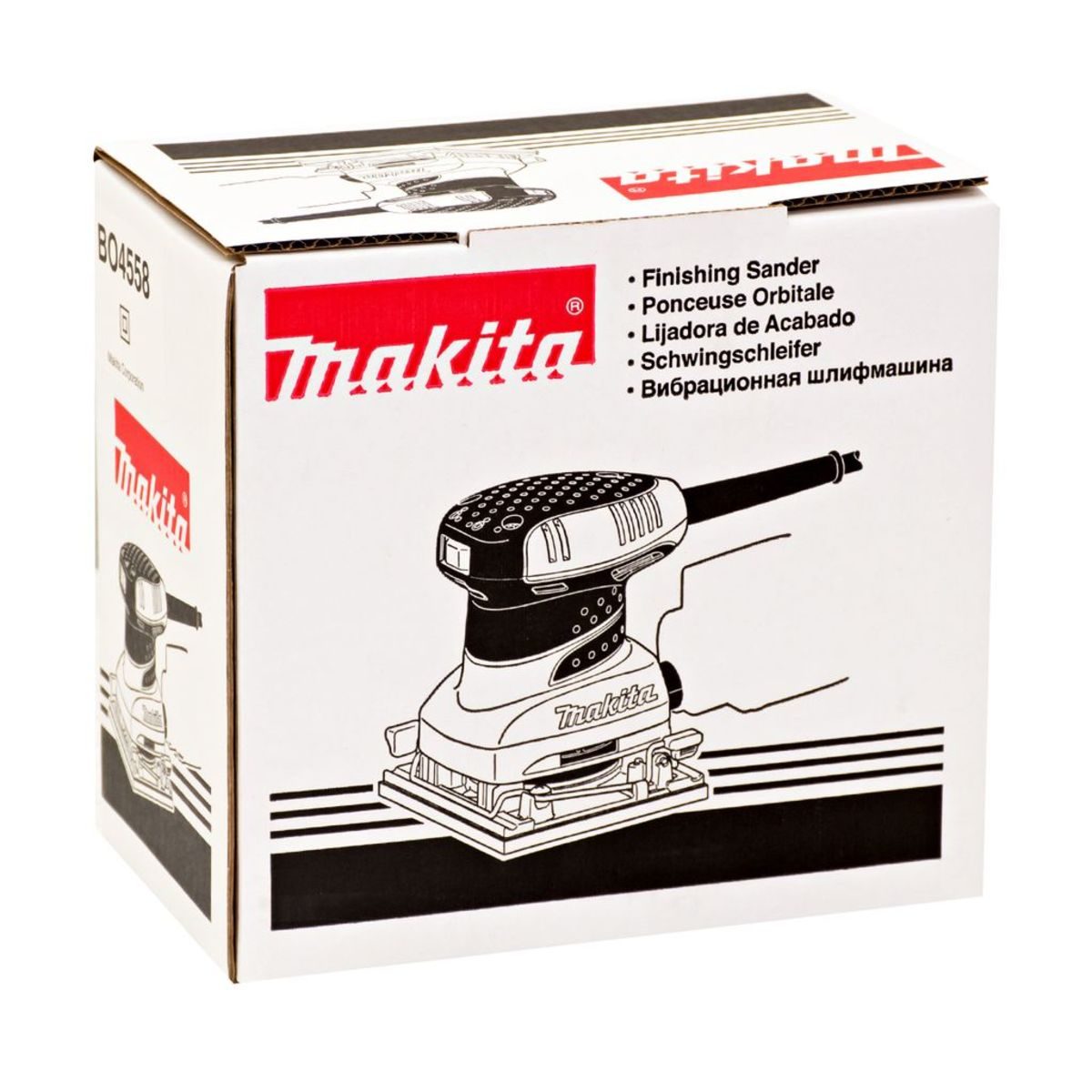 MAKITA เครื่องขัดกระดาษทรายสั่น ขนาด 114 X 140 มม. (4-1/2 X 5-1/2 นิ้ว) กำลังไฟ 200 วัตต์ รุ่น BO-4558 ความเร็วการขัด14,000 OPM มีฉนวนสองชั้