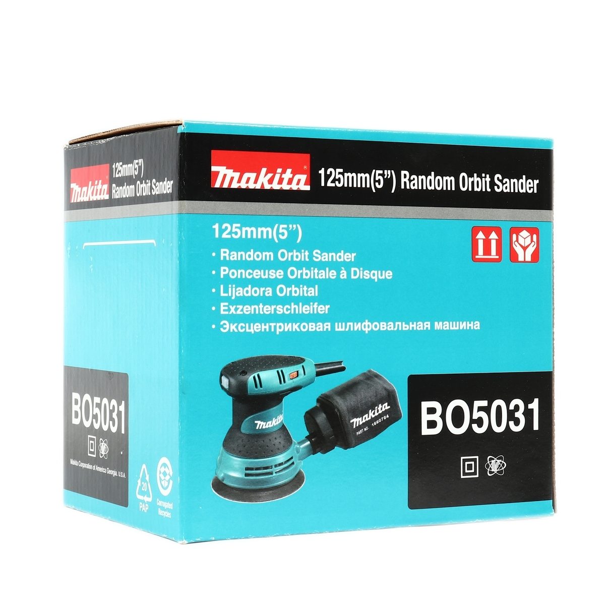 MAKITA เครื่องขัดกระดาษทรายกลมสั่นสุ่ม ขนาด 5 นิ้ว (125 มม.) กำลังไฟ 300 วัตต์ รุ่น BO-5031 ความเร็วการขัด 12,000 ครั้ง/นาที ฉนวนสองชั้น (มา