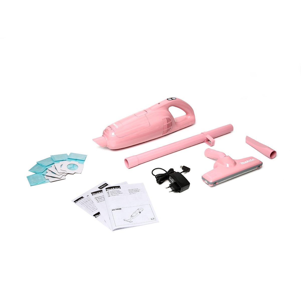 MAKITA เครื่องดูดฝุ่นไร้สาย 10.8 โวลต์ ที่เก็บฝุ่น 500 มล. รุ่น CL104DWY แรงดันลมสูงสุด 3.2 KPA กำลังการดูด 20 วัตต์ มีแบตเตอรี่ในตัว สีชมพู