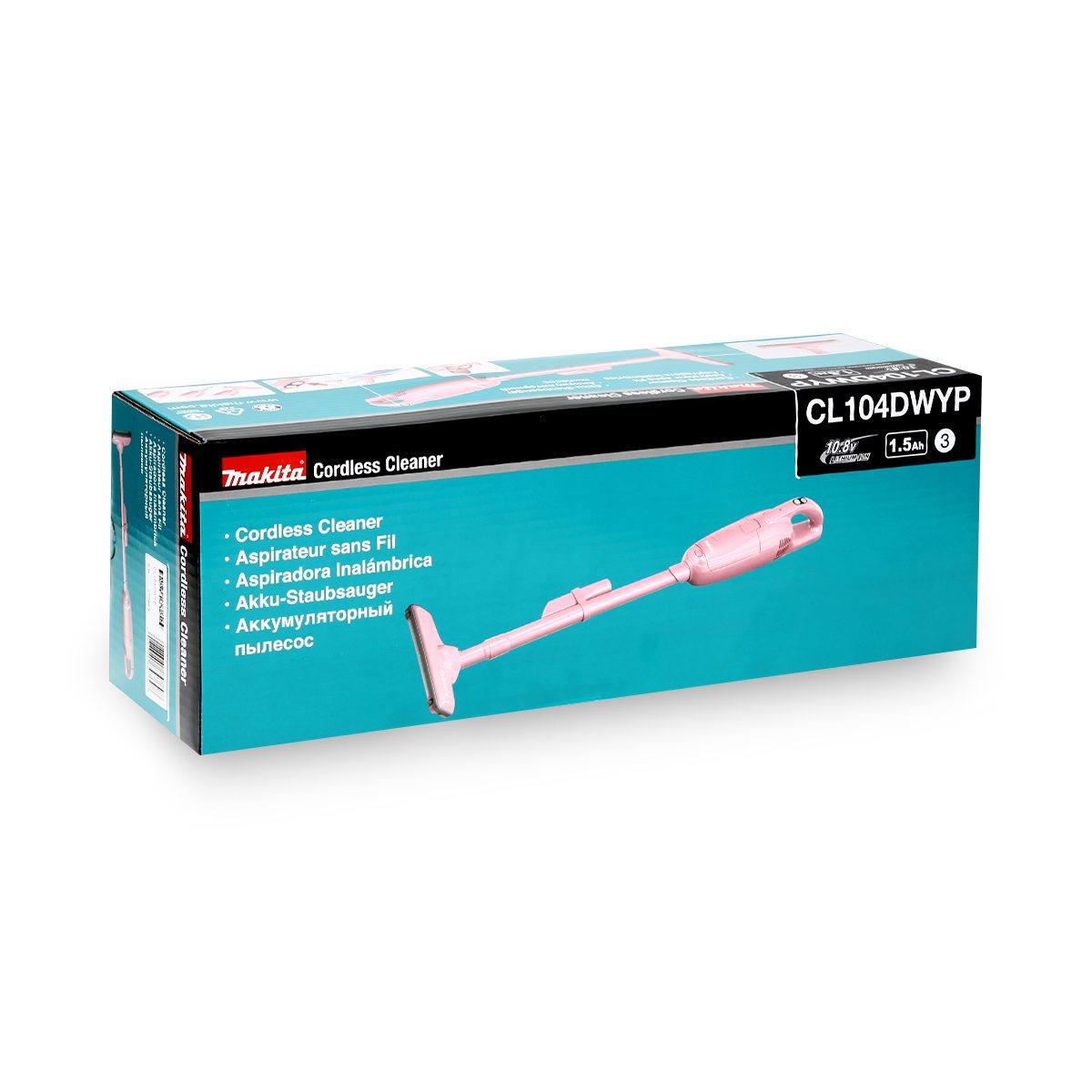 MAKITA เครื่องดูดฝุ่นไร้สาย 10.8 โวลต์ ที่เก็บฝุ่น 500 มล. รุ่น CL104DWY แรงดันลมสูงสุด 3.2 KPA กำลังการดูด 20 วัตต์ มีแบตเตอรี่ในตัว สีชมพู