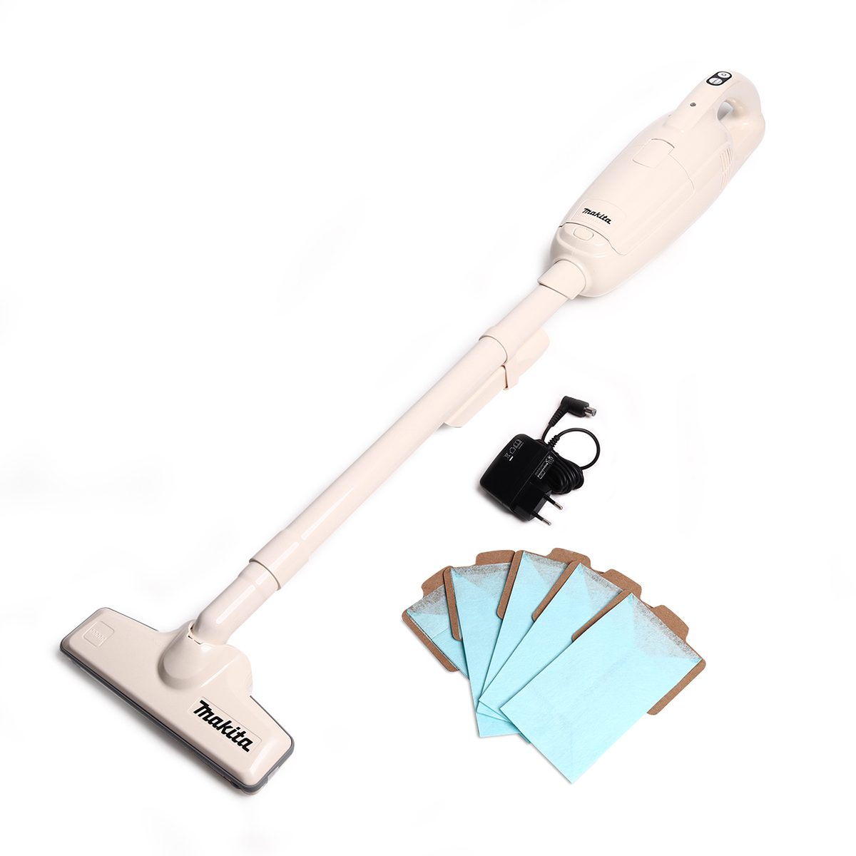 MAKITA เครื่องดูดฝุ่นไร้สาย 10.8 โวลต์ ที่เก็บฝุ่น 500 มล. รุ่น CL104DWY แรงดันลมสูงสุด 3.2 KPA กำลังการดูด 20 วัตต์ แบตเตอรี่ในตัว สีขาว (ม