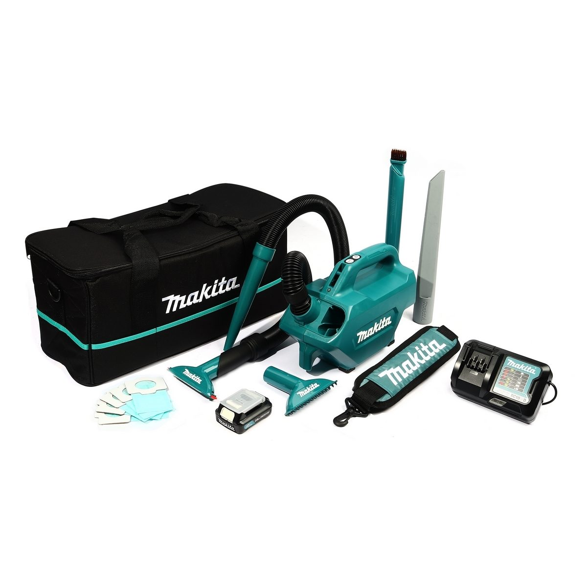 MAKITA เครื่องเป่า-ดูดไร้สาย 12 โวลต์ ถุงผ้าเก็บฝุ่น 500 มล. รุ่น CL121DWA แรงดันลมสูงสุด 4.6 KPA ปรับความเร็วได้ 3 ระดับ รวมแบตเตอรี่-แท่นช