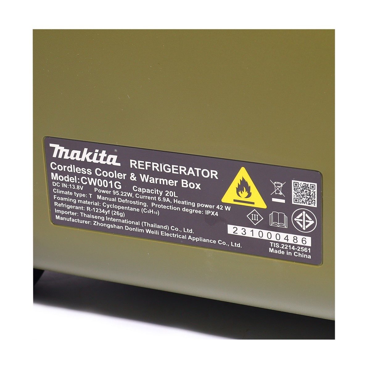 MAKITA กล่องเก็บความเย็น/ร้อน 20 ลิตร ไร้สาย 18/40 โวลต์ รุ่น CW001GZ02 เก็บความเย็นได้ถึง -18°C เก็บความร้อนได้ถึง 60°C ไม่รวมแบตเตอรี่และแ