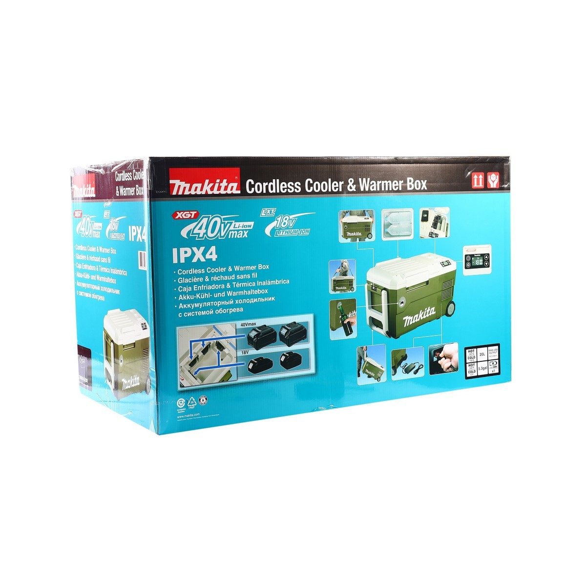 MAKITA กล่องเก็บความเย็น/ร้อน 20 ลิตร ไร้สาย 18/40 โวลต์ รุ่น CW001GZ02 เก็บความเย็นได้ถึง -18°C เก็บความร้อนได้ถึง 60°C ไม่รวมแบตเตอรี่และแ