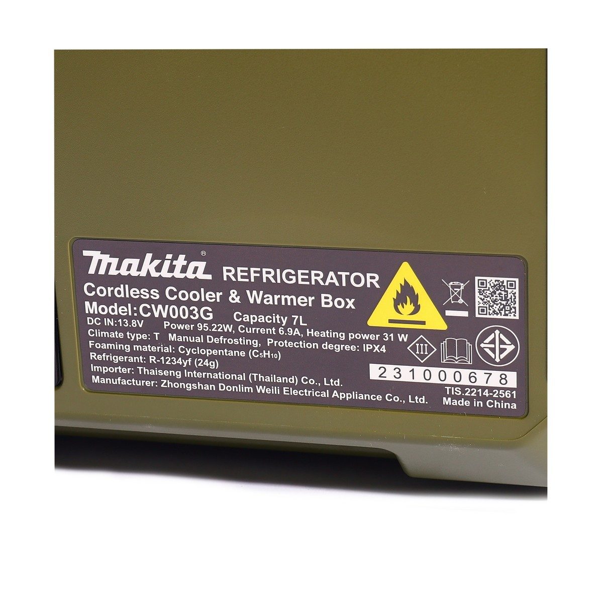 MAKITA กล่องเก็บความเย็น/ร้อน 7 ลิตร ไร้สาย 18/40 โวลต์ รุ่น CW003GZ02 เก็บความเย็นได้ถึง -18°C เก็บความร้อนได้ถึง 60°C ไม่รวมแบตเตอรี่และแท