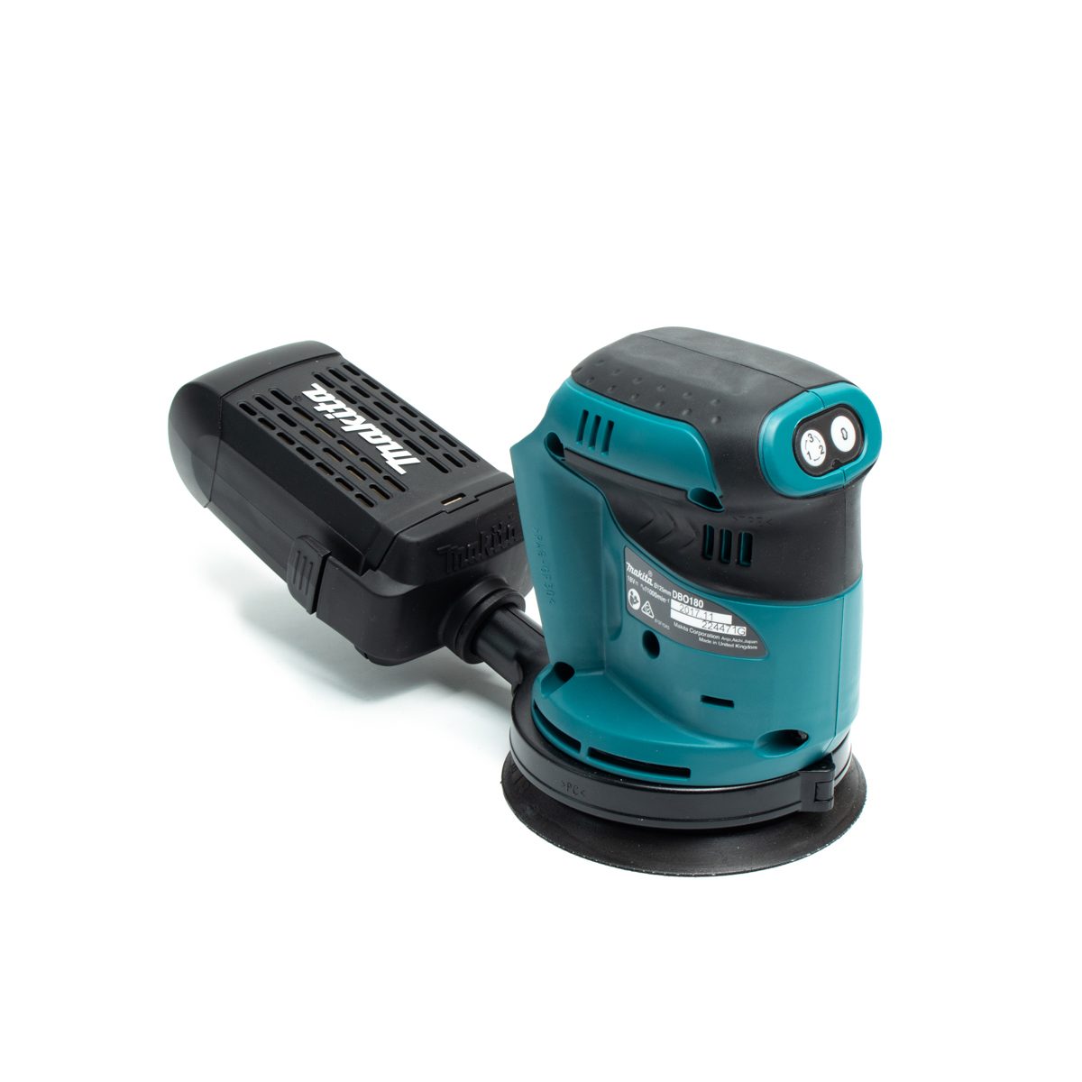 MAKITA เครื่องขัดกระดาษทรายไร้สาย 18 โวลต์ 125 มม. (5 นิ้ว) รุ่น DBO180 ไม่รวมแบตเตอรี่และแท่นชาร์จ (มากีต้า)