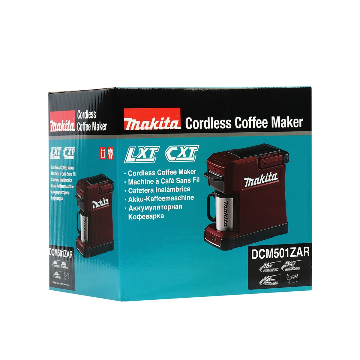 MAKITA เครื่องชงกาแฟไร้สาย 12/18 โวลต์ บรรจุน้ำ 240 มล. รุ่น DCM501ZAR ใช้ได้กับ Cafe Pod / เมล็ดกาแฟคั่วบดสีแดง ไม่รวมแบตเตอรี่-แท่นชาร์จ (