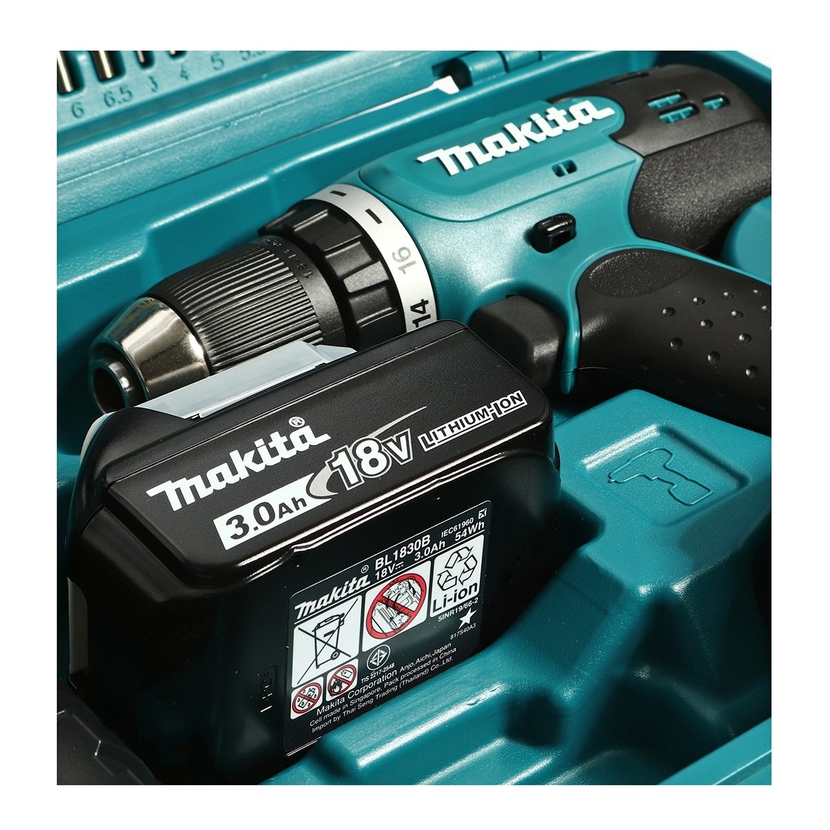 MAKITA สว่านไขควงไร้สาย 18 โวลต์ ขนาด 1/2 นิ้ว รุ่น DDF453FX13 แรงบิดหมุน 38 นิวตันเมตร รวมแบตเตอรี่และแท่นชาร์จ (มากีต้า)