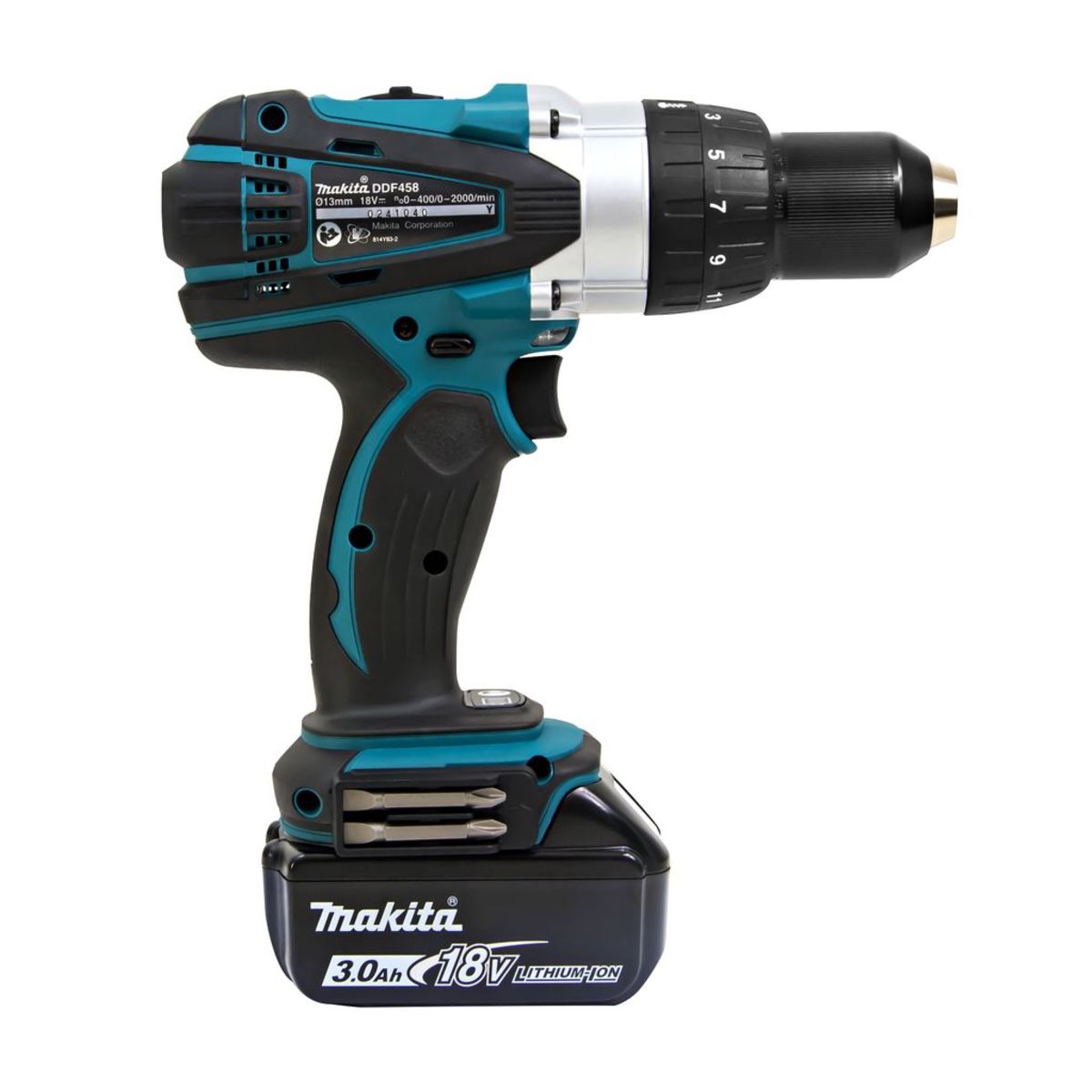 MAKITA สว่านไขควงไร้สาย 18 โวลต์ ขนาด 1/2 นิ้ว รุ่น DDF-458RFE แรงบิดหมุน 84 นิวตันเมตร รวมแบตเตอรี่และแท่นชาร์จ (มากีต้า)