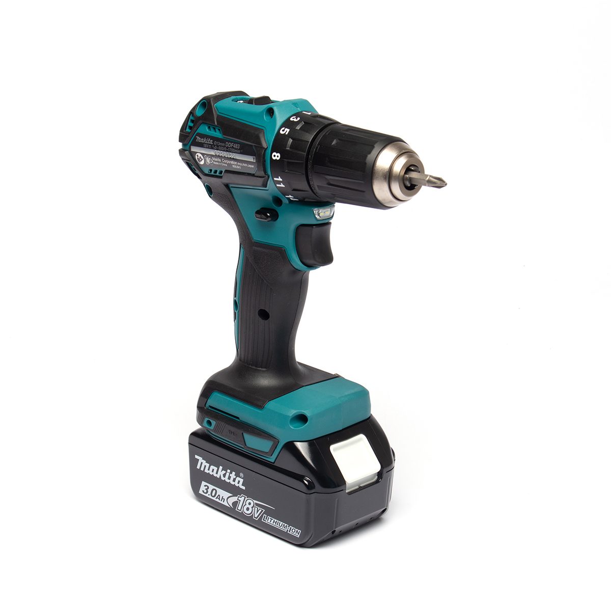 MAKITA ชุดสว่านไขควงไร้สาย 18 โวลต์ รุ่น DDF483RFE เจาะโลหะ 13 มม. (1/2 นิ้ว) เจาะไม้ 36 มม. (1-7/16 นิ้ว) มอเตอร์แบบไร้แปรงถ่าน ปรับแรงบิดไ