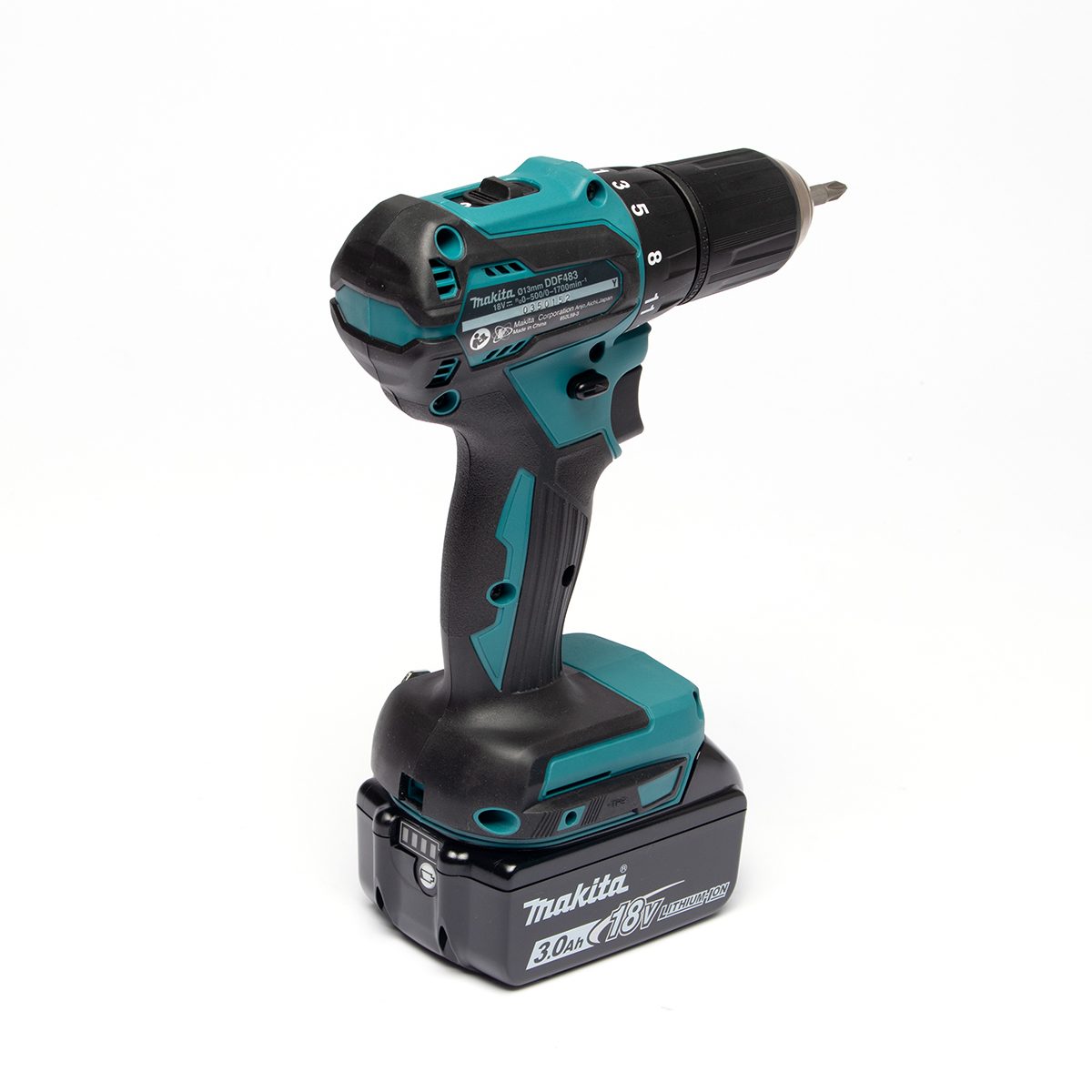 MAKITA ชุดสว่านไขควงไร้สาย 18 โวลต์ รุ่น DDF483RFE เจาะโลหะ 13 มม. (1/2 นิ้ว) เจาะไม้ 36 มม. (1-7/16 นิ้ว) มอเตอร์แบบไร้แปรงถ่าน ปรับแรงบิดไ