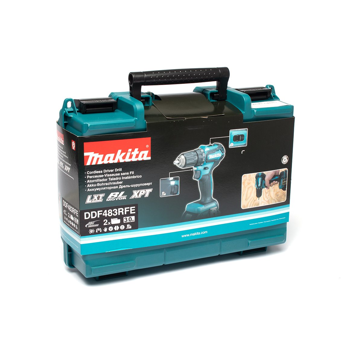MAKITA ชุดสว่านไขควงไร้สาย 18 โวลต์ รุ่น DDF483RFE เจาะโลหะ 13 มม. (1/2 นิ้ว) เจาะไม้ 36 มม. (1-7/16 นิ้ว) มอเตอร์แบบไร้แปรงถ่าน ปรับแรงบิดไ