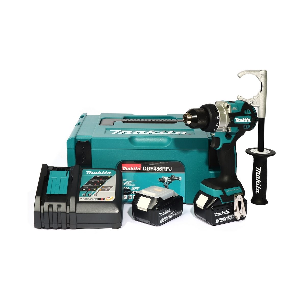 MAKITA (มากีต้า) สว่านไขควงไร้สาย 18 โวลต์ รุ่น DDF486RFJ ขนาด 13 มม. (1/2 นิ้ว) ความเร็วรอบตัวเปล่า 0-2,100 รอบ/นาที แรงบิดสูงสุดในการขัน 1