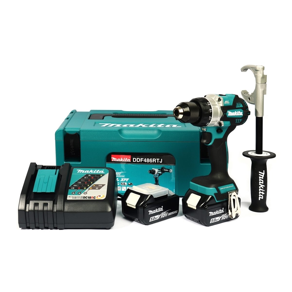 MAKITA สว่านไขควงไร้สาย 18 โวลต์ ขนาด 1/2 นิ้ว รุ่น DDF486RTJ แรงบิดหมุน 125 นิวตันเมตร รวมแบตเตอรี่และแท่นชาร์จ (มากีต้า)