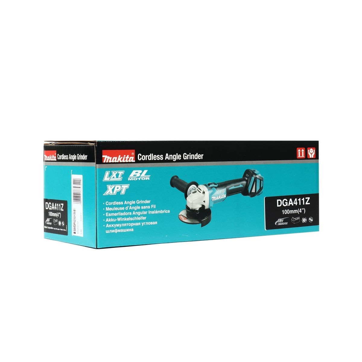 MAKITA เครื่องเจียไร้สาย 18 โวลต์ ขนาด 4 นิ้ว รุ่น DGA411Z ความเร็วรอบตัวเปล่า 3,000 รอบ/นาที ไม่รวมแบตเตอรี่และแท่นชาร์จ (มากีต้า)