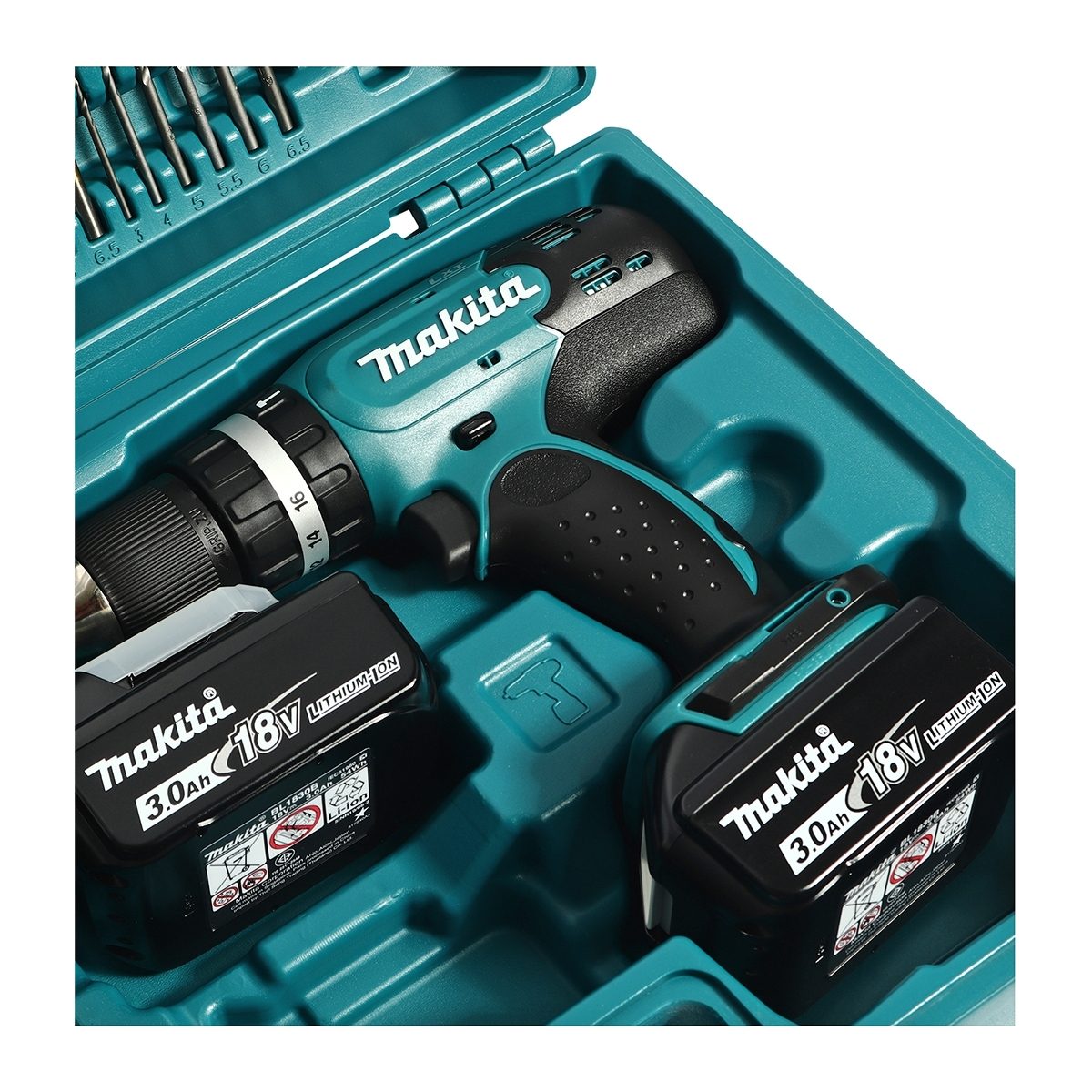 MAKITA สว่านกระแทกไร้สาย 18 โวลต์ ขนาด 13 มม. (1/2 นิ้ว) รุ่น DHP453FX13 แรงบิดหมุน 38 นิวตันเมตร รวมแบตเตอรี่-แท่นชาร์จ (มากีต้า)