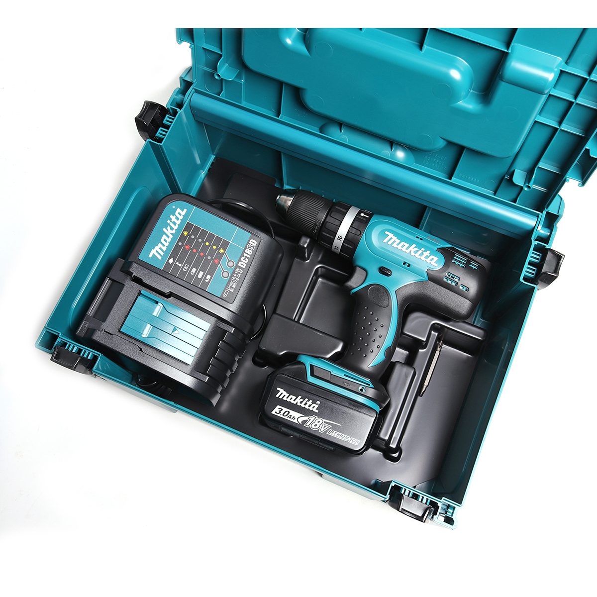 MAKITA สว่านกระแทกไร้สาย 18 โวลต์ ขนาด 13 มม. (1/2 นิ้ว) รุ่น DHP453SF1J แรงบิดหมุน 38 นิวตันเมตร รวมแบตเตอรี่-แท่นชาร์จ (มากีต้า)
