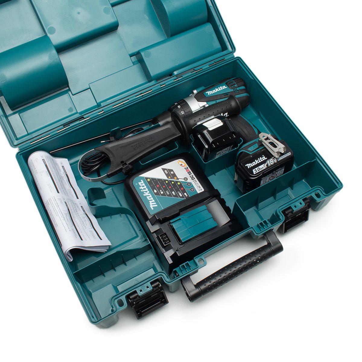 MAKITA สว่านกระแทกไร้สาย 18 โวลต์ ขนาด 13 มม. (1/2 นิ้ว) รุ่น DHP458RFE แรงบิดหมุน 84 นิวตันเมตร รวมแบตเตอรี่-แท่นชาร์จ (มากีต้า)