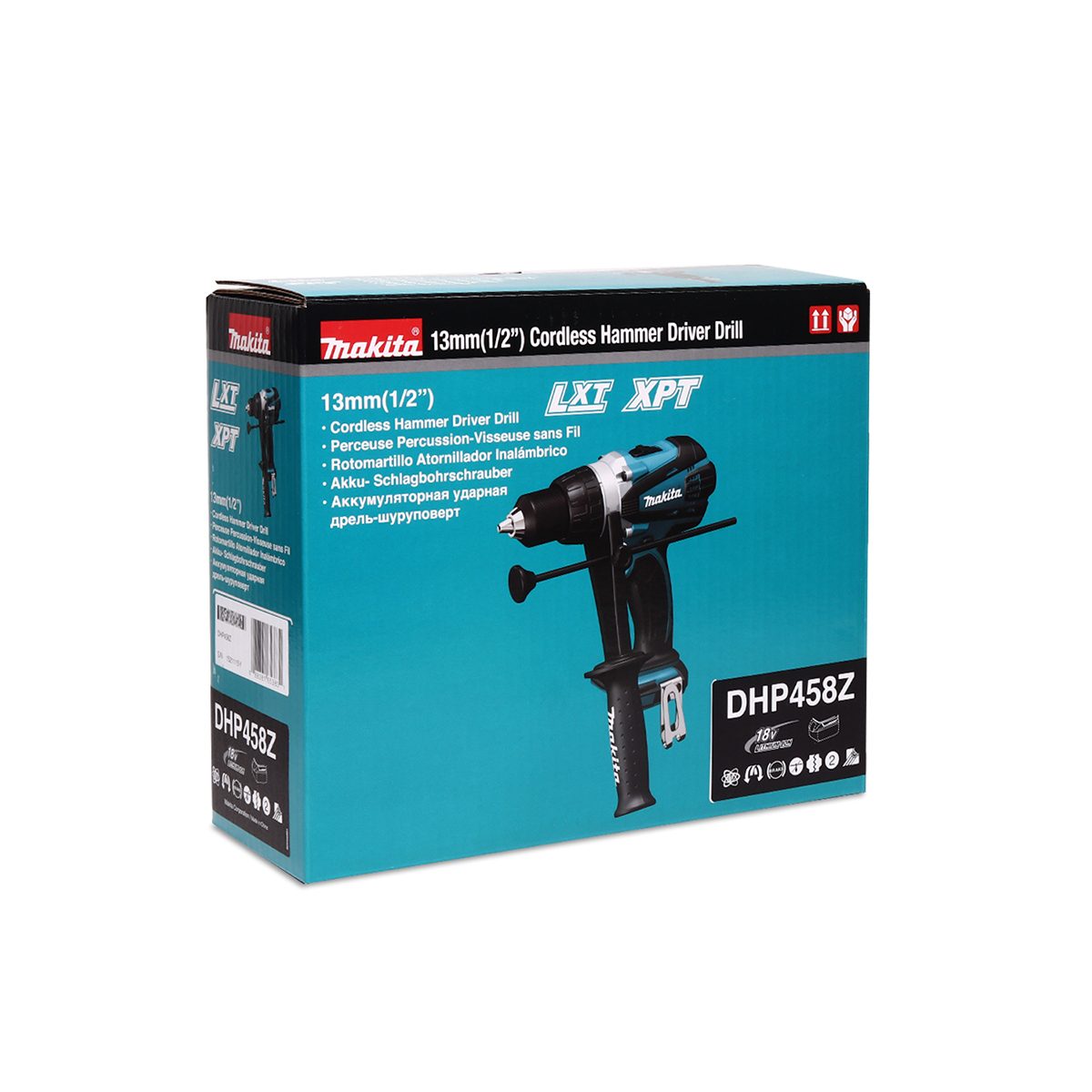 MAKITA สว่านกระแทกไร้สาย 18 โวลต์ ขนาด 13 มม. (1/2 นิ้ว) รุ่น DHP458Z แรงบิดหมุน 84 นิวตันเมตร ไม่รวมแบตเตอรี่-แท่นชาร์จ (มากีต้า)