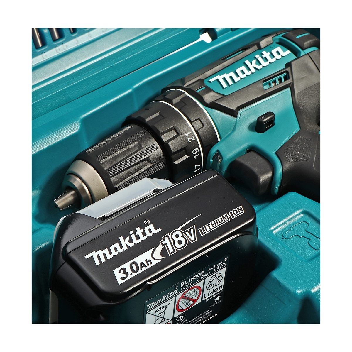 MAKITA สว่านกระแทกไร้สาย 18 โวลต์ ขนาด 13 มม. (1/2 นิ้ว) รุ่น DHP482SFX7 แรงบิดหมุน 54 นิวตันเมตร รวมแบตเตอรี่-แท่นชาร์จ (มากีต้า)