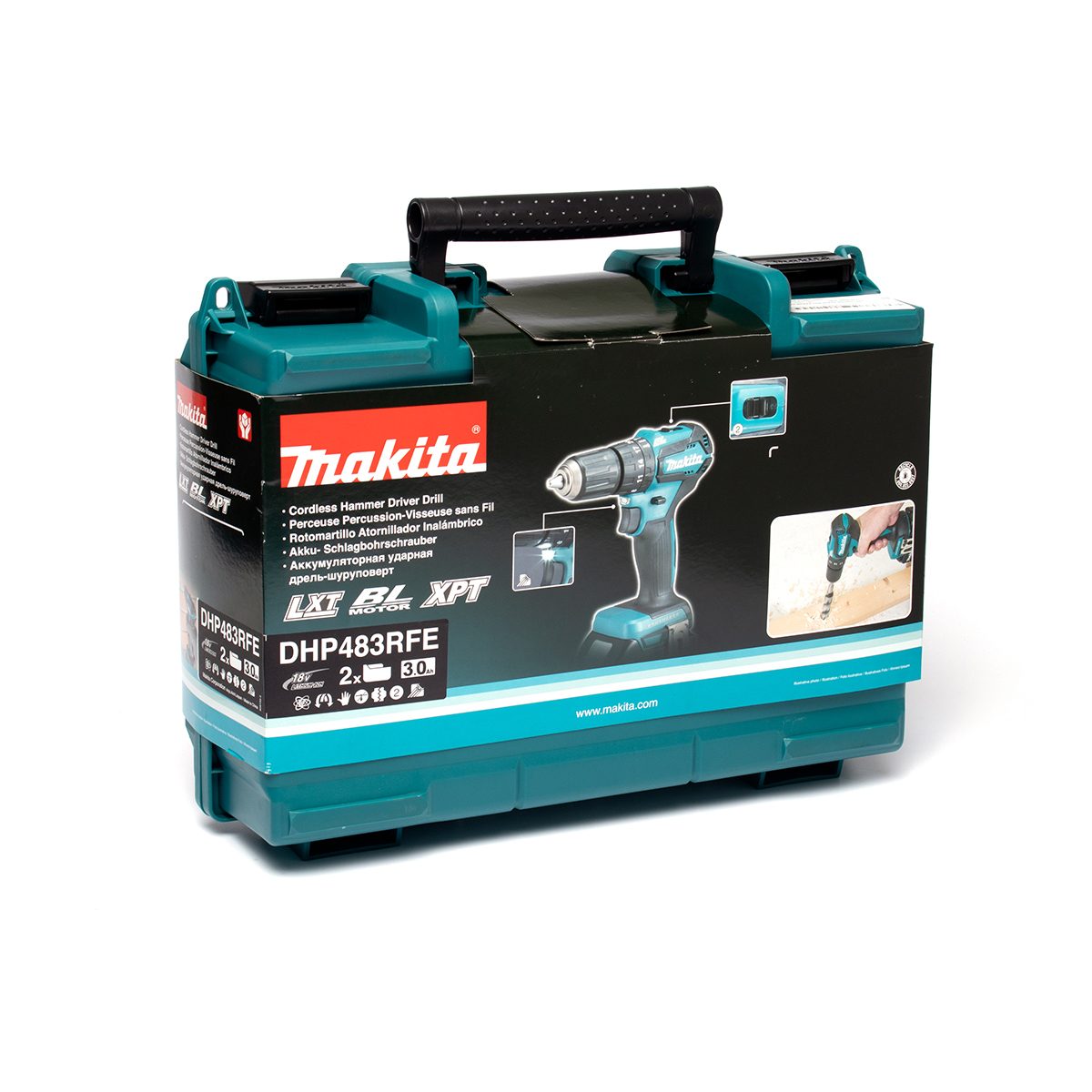 MAKITA สว่านกระแทกไร้สาย 18 โวลต์ ขนาด 13 มม. (1/2 นิ้ว) รุ่น DHP483RFE แรงบิดหมุน 40 นิวตันเมตร รวมแบตเตอรี่-แท่นชาร์จ (มากีต้า)
