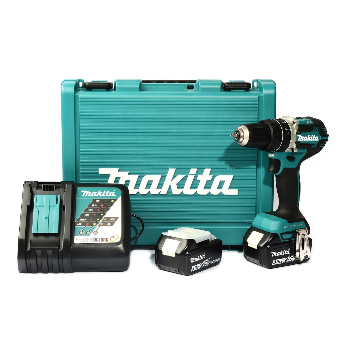 MAKITA สว่านกระแทกไร้สาย 18 โวลต์ ขนาด 13 มม. (1/2 นิ้ว) รุ่น DHP484RFE แรงบิดหมุน 60 นิวตันเมตร รวมแบตเตอรี่-แท่นชาร์จ (มากีต้า)
