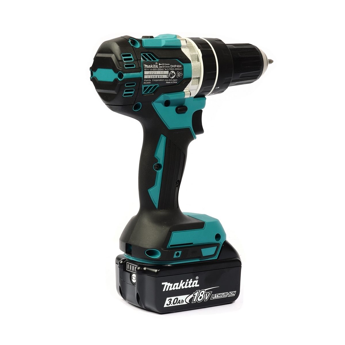 MAKITA สว่านกระแทกไร้สาย 18 โวลต์ ขนาด 13 มม. (1/2 นิ้ว) รุ่น DHP484RFE แรงบิดหมุน 60 นิวตันเมตร รวมแบตเตอรี่-แท่นชาร์จ (มากีต้า)