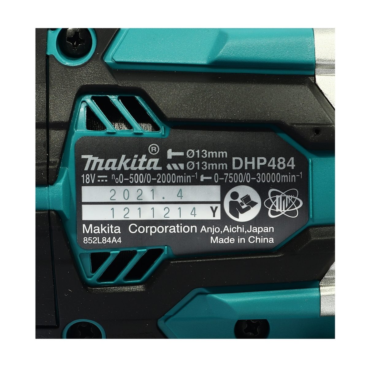 MAKITA สว่านกระแทกไร้สาย 18 โวลต์ ขนาด 13 มม. (1/2 นิ้ว) รุ่น DHP484Z แรงบิดหมุน 60 นิวตันเมตร ไม่รวมแบตเตอรี่-แท่นชาร์จ (มากีต้า)