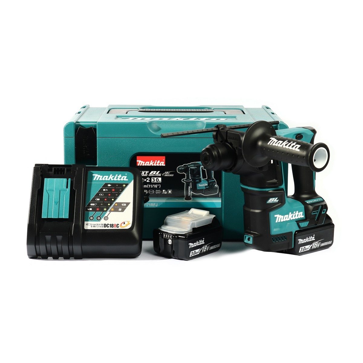 MAKITA สว่านโรตารี่ไร้สาย 18 โวลต์ ขนาด 17 มม. (11/16 นิ้ว) รุ่น DHR171RFJ ขนาดหัวจับดอกสว่าน 1/2 นิ้ว ใช้กับดอกสว่าน SDS PLUS รวมแบตเตอรี่-