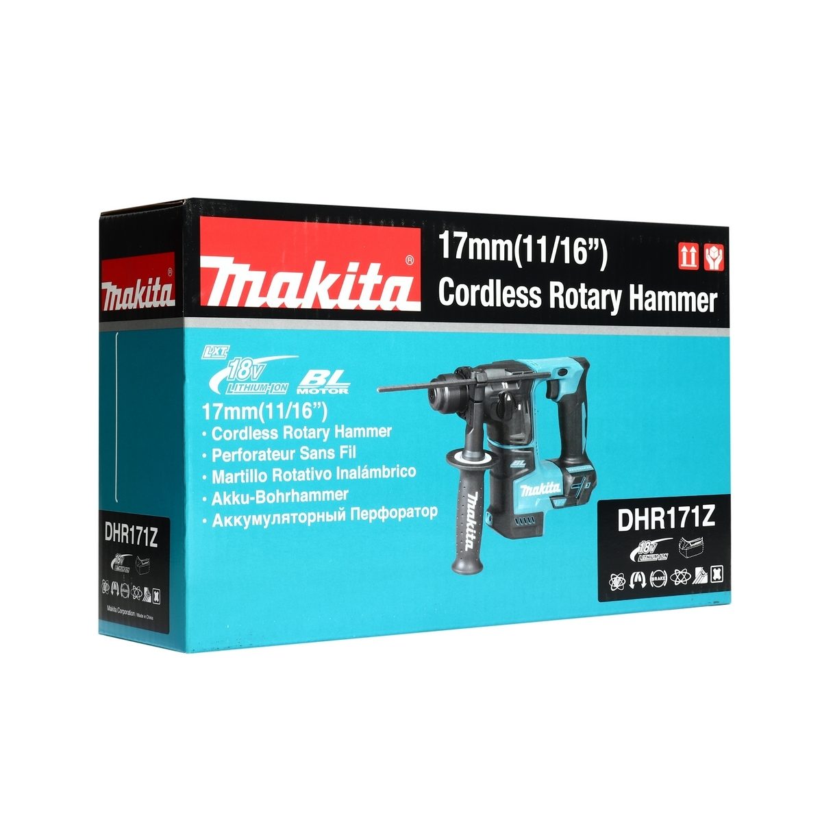MAKITA สว่านโรตารี่ไร้สาย 18 โวลต์ ขนาด 17 มม. (11/16 นิ้ว) รุ่น DHR171Z ขนาดหัวจับดอกสว่าน 1/2 นิ้ว ใช้กับดอกสว่าน SDS PLUS ไม่รวมแบตเตอรี่