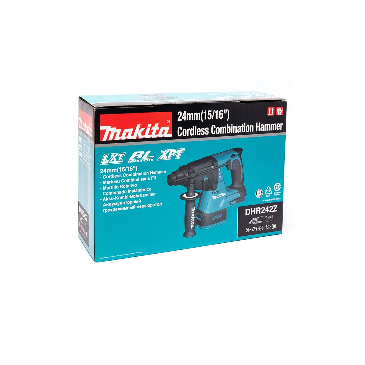 MAKITA สว่านโรตารี่ไร้สาย 18 โวลต์ ขนาด 24 มม. (15/16 นิ้ว) รุ่น DHR242Z ขนาดหัวจับดอกสว่าน 1/2 นิ้ว ใช้กับดอกสว่าน SDS PLUS ไม่รวมแบตเตอรี่