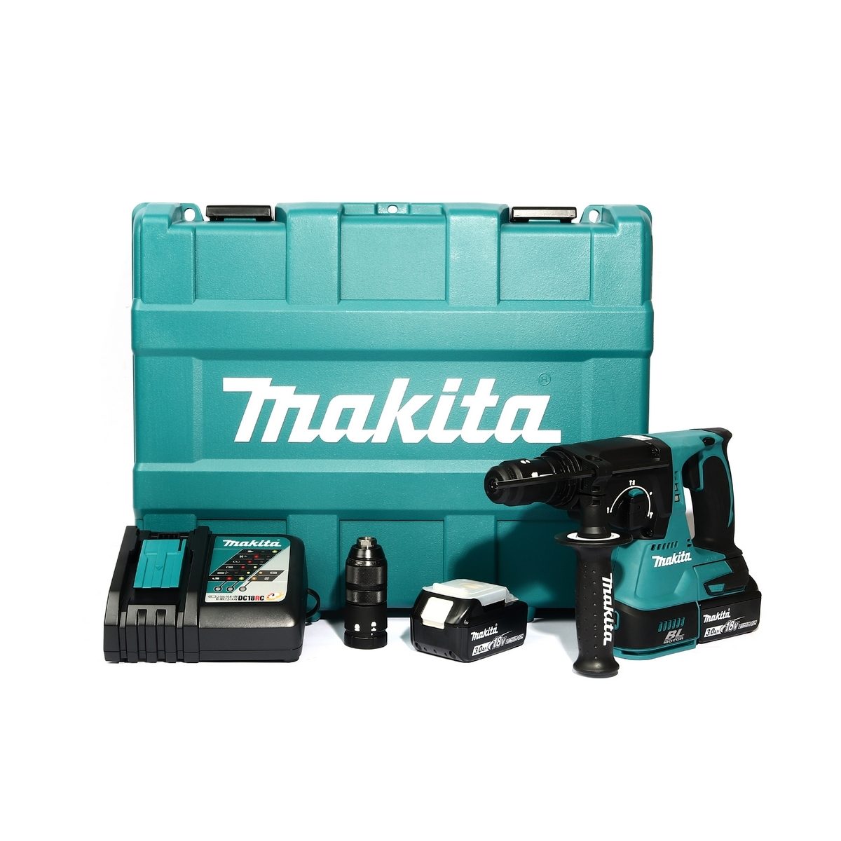 MAKITA สว่านโรตารี่ไร้สาย 18 โวลต์ ขนาด 24 มม. (15/16 นิ้ว) รุ่น DHR243RFE ขนาดหัวจับดอกสว่าน 1/2 นิ้ว ใช้กับดอกสว่าน SDS PLUS รวมแบตเตอรี่-