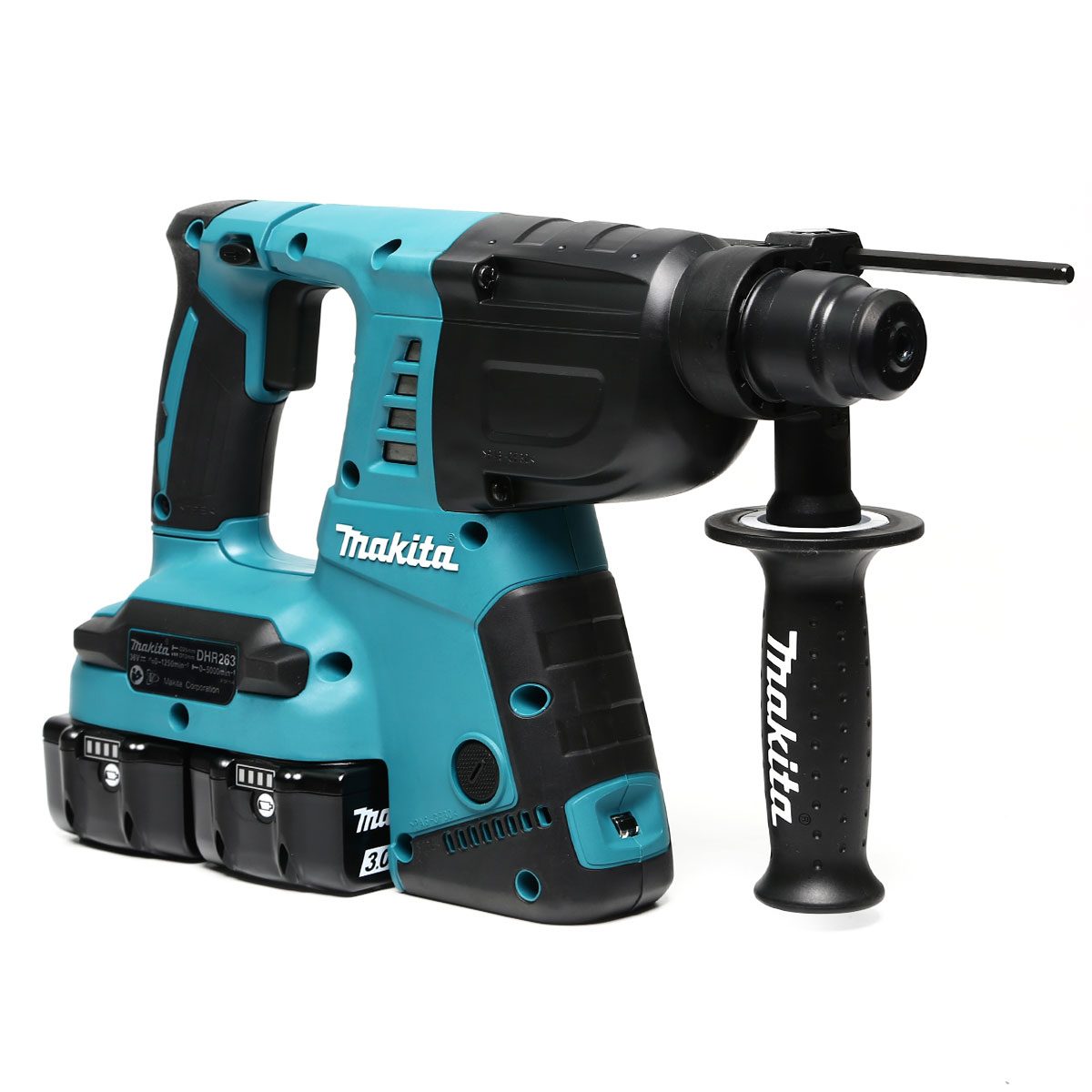 MAKITA สว่านโรตารี่ไร้สาย 36 โวลต์ ขนาด 26 มม. (1 นิ้ว) รุ่น DHR263RF2 ขนาดหัวจับดอกสว่าน 1/2 นิ้ว ใช้กับดอกสว่าน SDS PLUS รวมแบตเตอรี่-แท่น