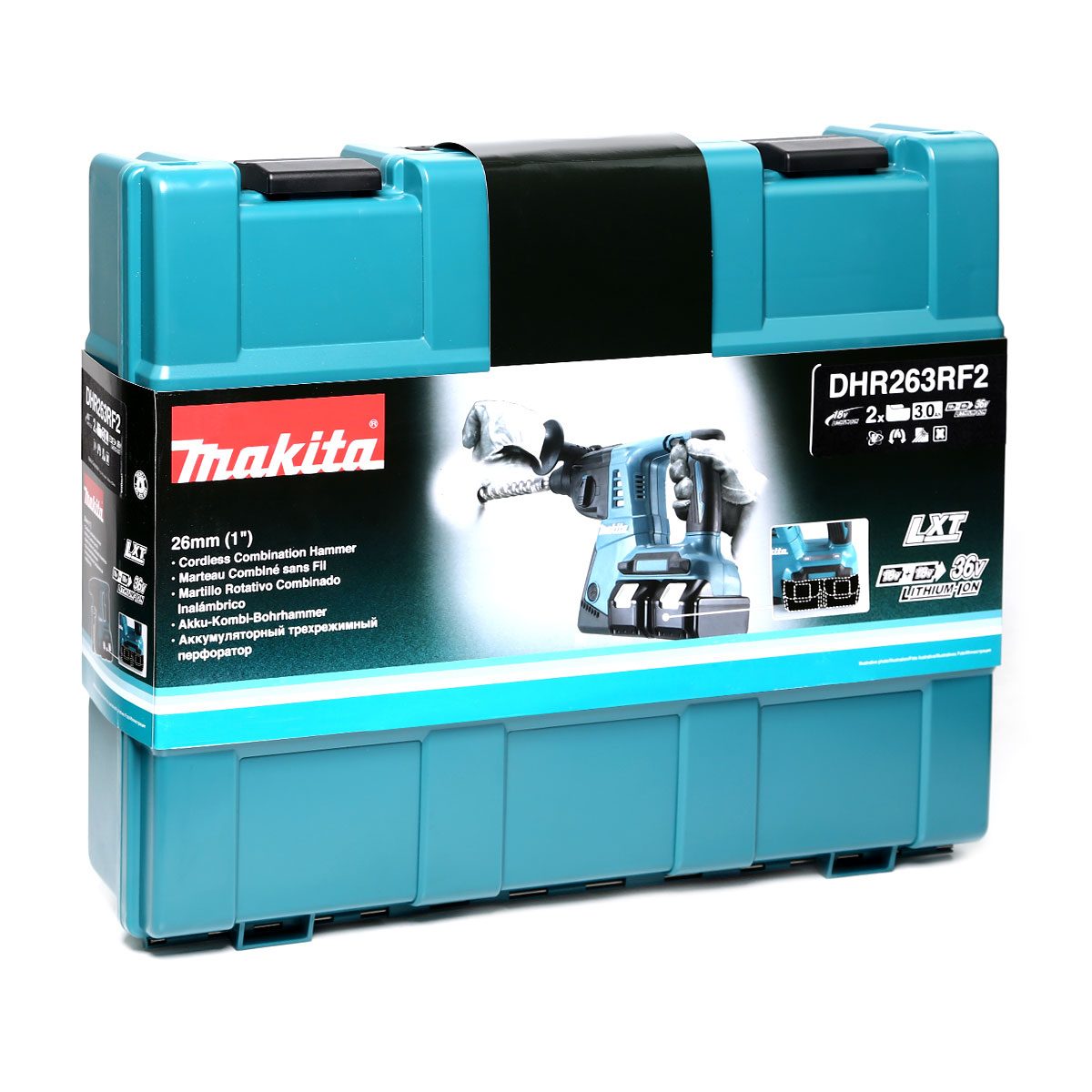 MAKITA สว่านโรตารี่ไร้สาย 36 โวลต์ ขนาด 26 มม. (1 นิ้ว) รุ่น DHR263RF2 ขนาดหัวจับดอกสว่าน 1/2 นิ้ว ใช้กับดอกสว่าน SDS PLUS รวมแบตเตอรี่-แท่น