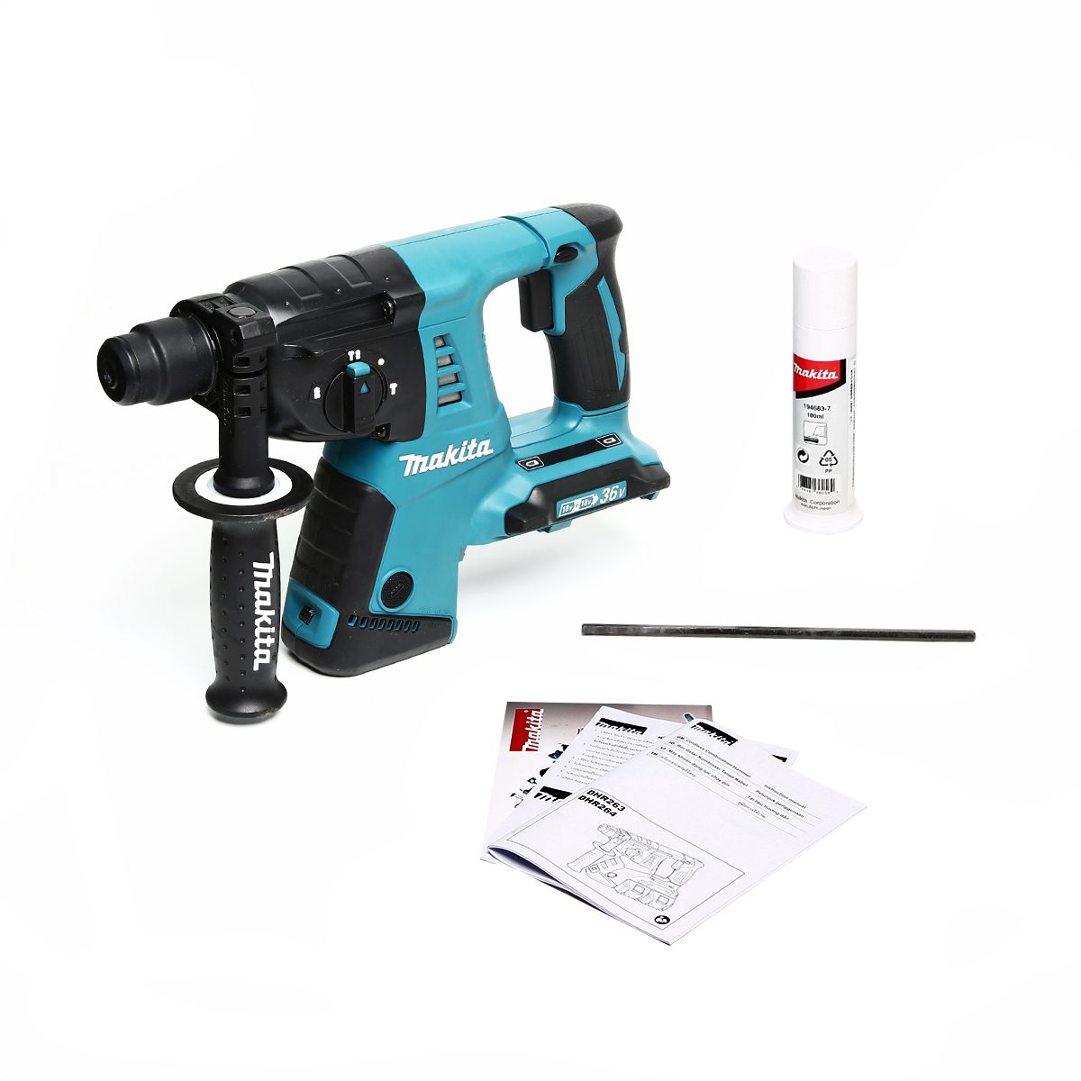 MAKITA สว่านโรตารี่ไร้สาย 36 โวลต์ ขนาด 26 มม. (1 นิ้ว) รุ่น DHR263Z ขนาดหัวจับดอกสว่าน 1/2 นิ้ว ใช้กับดอกสว่าน SDS PLUS ไม่รวมแบตเตอรี่-แท่