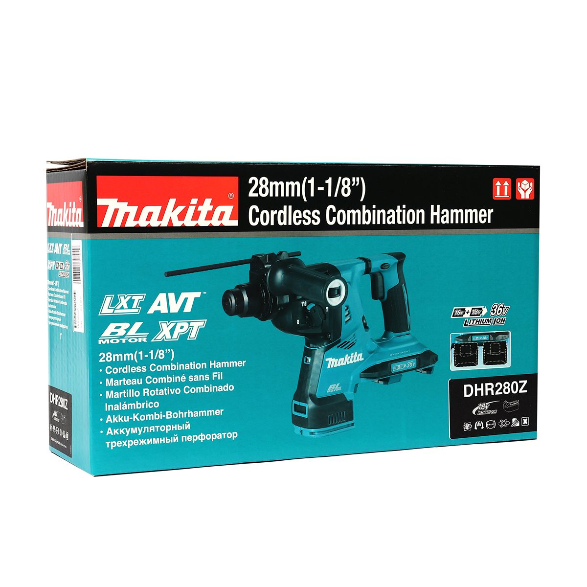 MAKITA สว่านโรตารี่ไร้สาย 36 โวลต์ ขนาด 28 มม. (1-1/8 นิ้ว) รุ่น DHR280Z ขนาดหัวจับดอกสว่าน 1/2 นิ้ว ใช้กับดอกสว่าน SDS PLUS ไม่รวมแบตเตอรี่