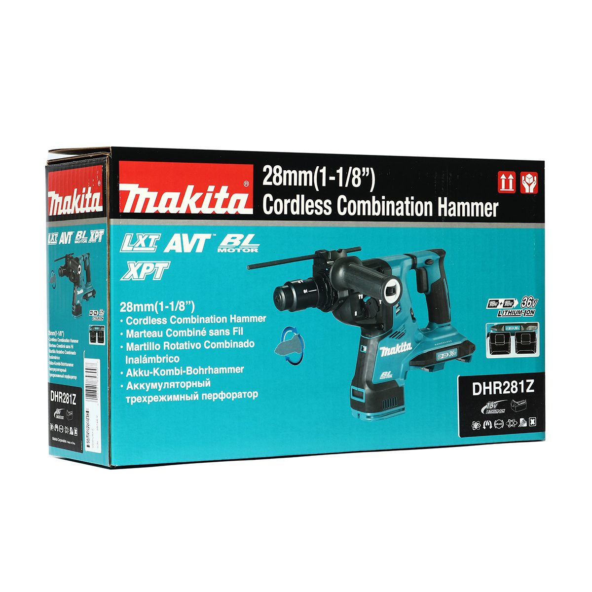 MAKITA สว่านโรตารี่ไร้สาย 36 โวลต์ ขนาด 28 มม. (1-1/8 นิ้ว) รุ่น DHR281Z ขนาดหัวจับดอกสว่าน 1/2 นิ้ว ใช้กับดอกสว่าน SDS PLUS ไม่รวมแบตเตอรี่
